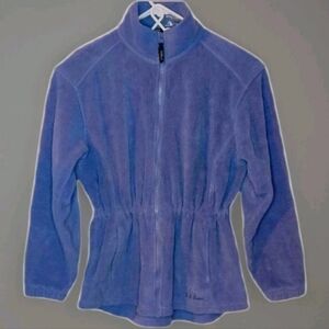 The LL Bean Outdoor Purple Fleece Relaxed Fit Adjustable Waist Tunic Jacket Sz L